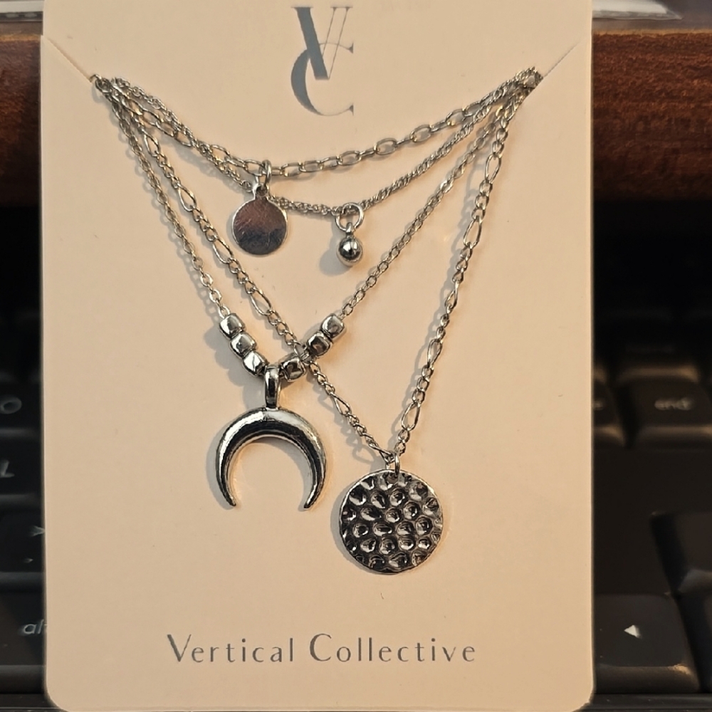 Silver Layered Necklace Set